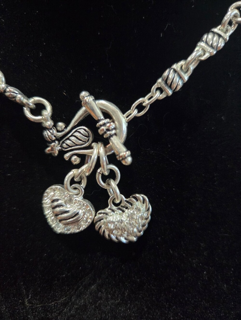 Vintage Premier Designs PDI Double Heart Toggle Chain Jewelry